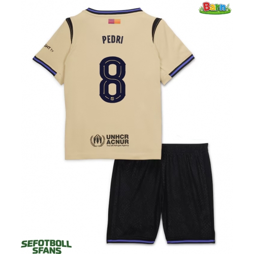 Barcelona Pedri Gonzalez #8 Bortaställ Barn 2025-26 Kortärmad (+ Korta byxor)